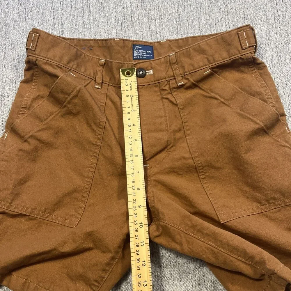 J.Crew Mens 29 Camp Utility Shorts  Burnt Orange Brown Cotton Linen AY197